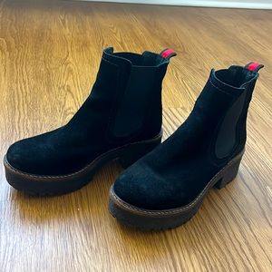My Hangar Black Suede Leather Platform Boots Made In Spain